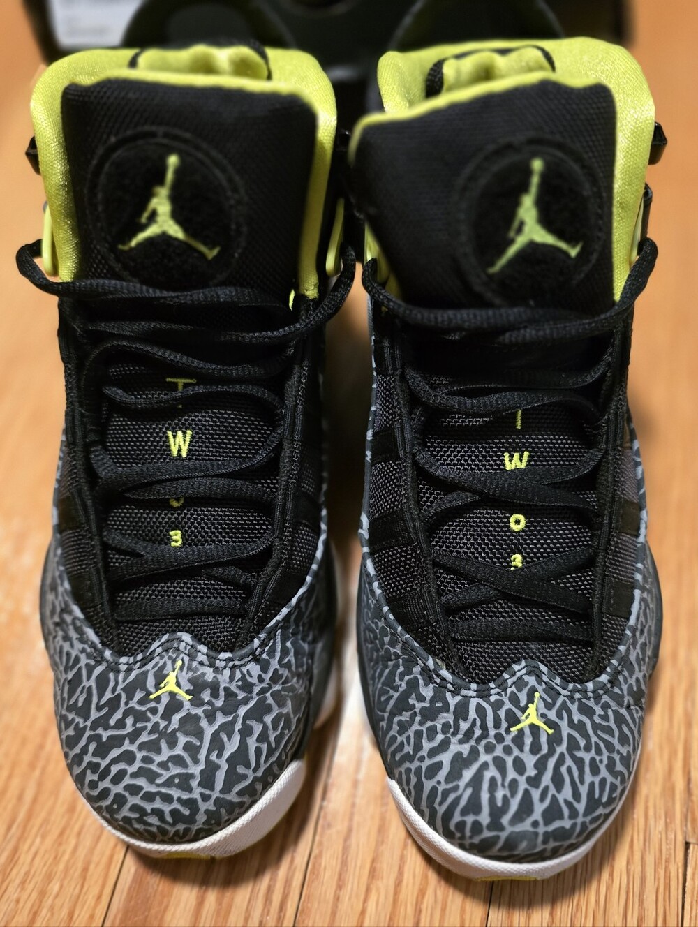 Jordan 6 Rings (GS) Black/VeNom Green Youth Sneakers